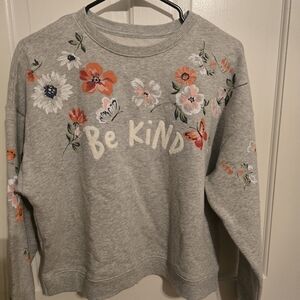 Gray Floral 'Be Kind' Sweatshirt